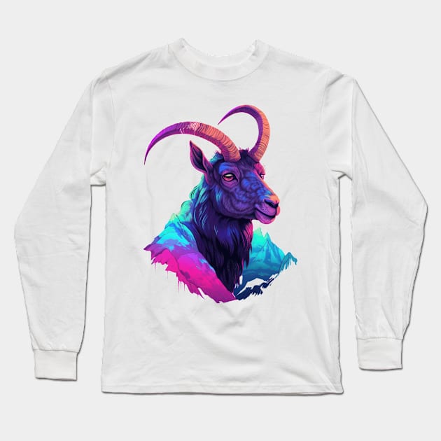 Living life on the edge, just like this mountain goat Long Sleeve T-Shirt by Pixel Poetry